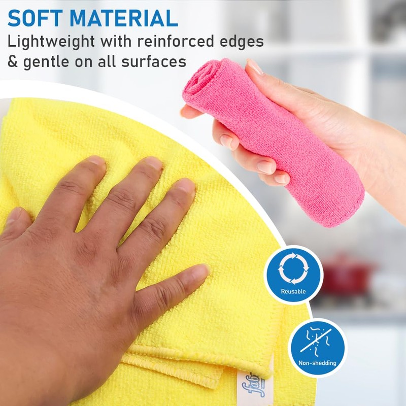 FABRIO Microfibre Cleaning Cloth - Assorted - 30cm x 30cm