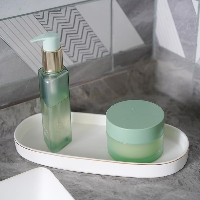 10x5 Bathroom Vanity Tray, Oval Ceramic Decorative Perfume Candle Tray