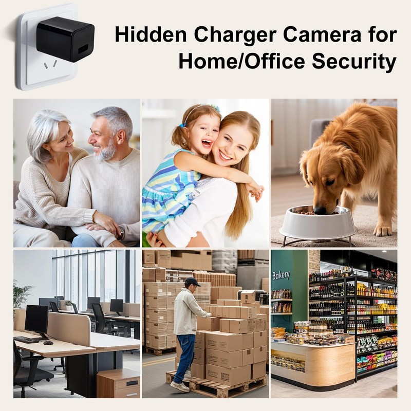 Charger Camera, 1080P Mini Cameras Nanny Cam Video Recorder with
