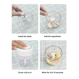 Mini picadora eléctrica de ajo, procesador de alimentos portátil, picadora de verduras, picadora de cebolla, picadora de carne inalámbrica con carga USB