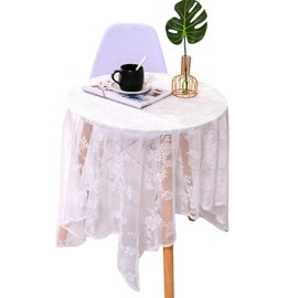 S.T.S.G Tablecloth, Lace, Table Cover, Mat, Square, Embroidery, Interior, Scandinavia, Stylish, Cute, Decoration Runner (White, 55.1 x 55.1 inches (140 x 140 cm)