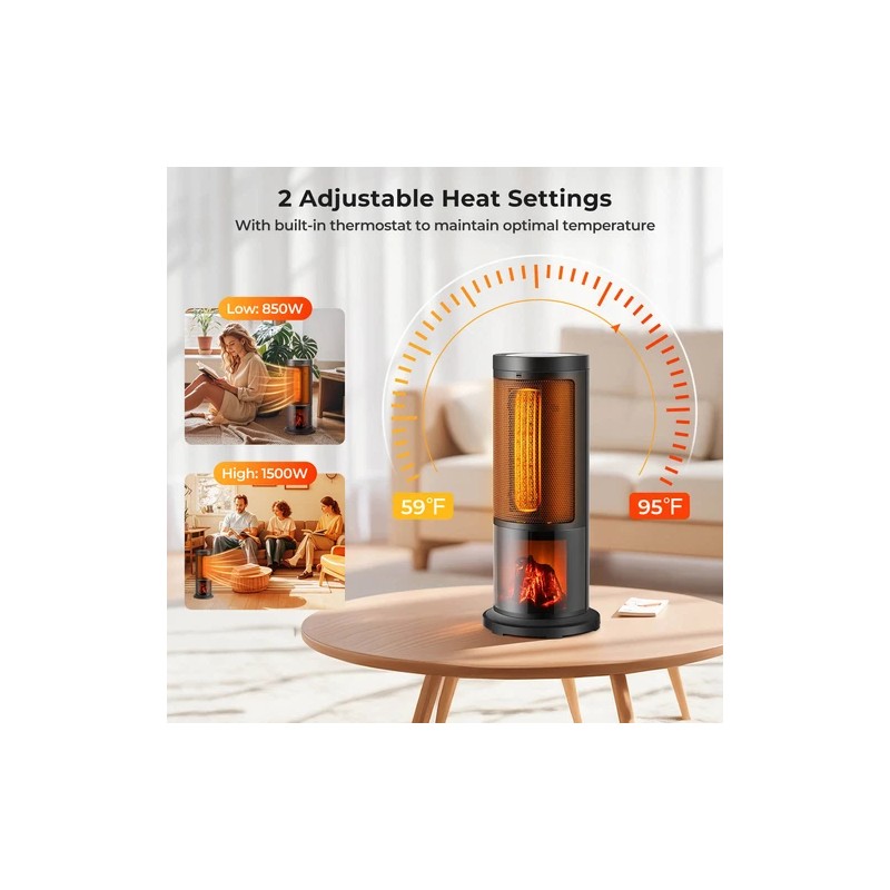 Costway 17-Inch Tower Space Heater for Indoor Use 1500W PTC