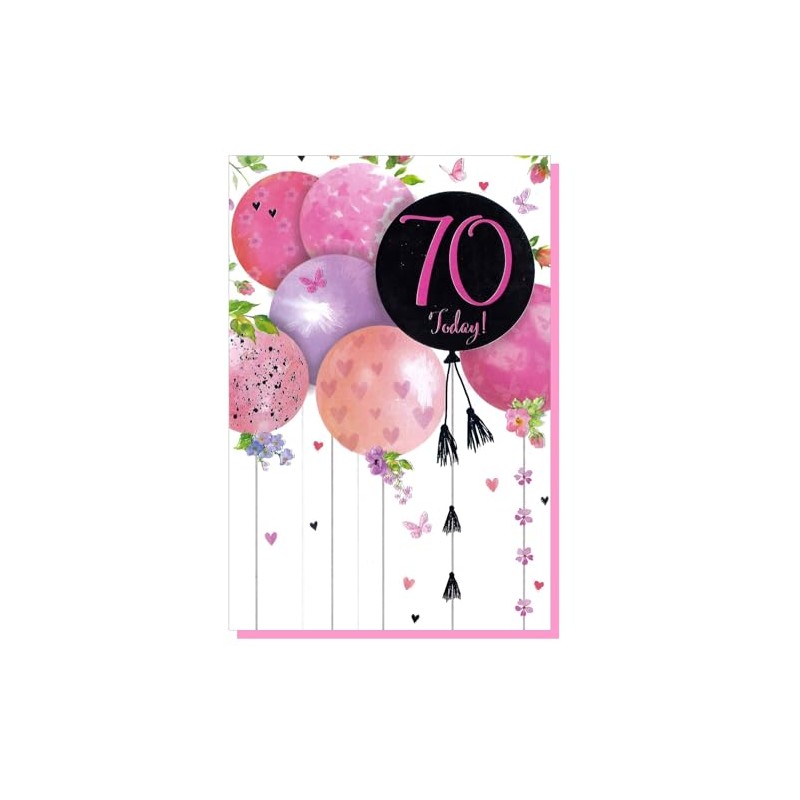 Age 70 Birthday Card - Ladies Female Flowers - Size: