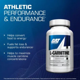 Carnitina Gat Sport L- Carnitine 60 Veg Capsulas 500mg Sabor Sin sabor
