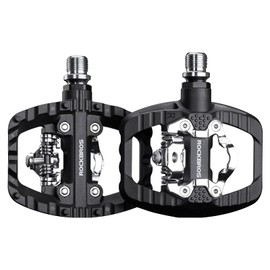 ROCKBROS Mountain Bike Pedals Dual Function Sealed Clipless Flat Platform Compatible with SPD Bicycle Pedals for Mountain Bike MTB Pedals Flat