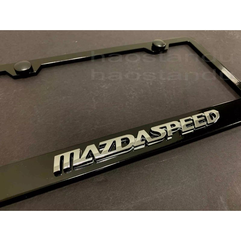 License Plate Frame Shop 1xMAZDASPEED 3D Emblem BLACK STAINLESS License
