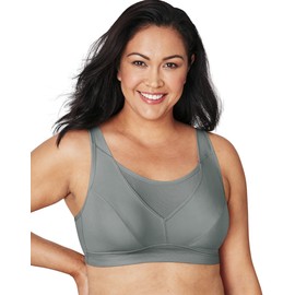 Playtex Women's Secrets Bounce Control Wirefree, Anchorstrap Moisture Wicking Wireless Bra, Coolest Grey, 383D