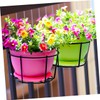 Levemolo Outdoor Balcony Fence Railing Planters 2pcs Round Metal Hanging