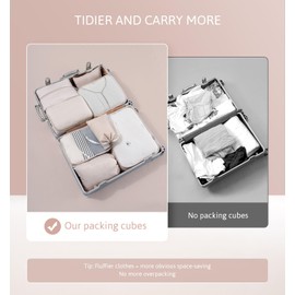 Meowoo 8Pcs Packing Cubes for Suitcases, Waterproof Travel Luggage Organizer Packing Travel Essentials Bag with Shoes Storage Bags(Beige)