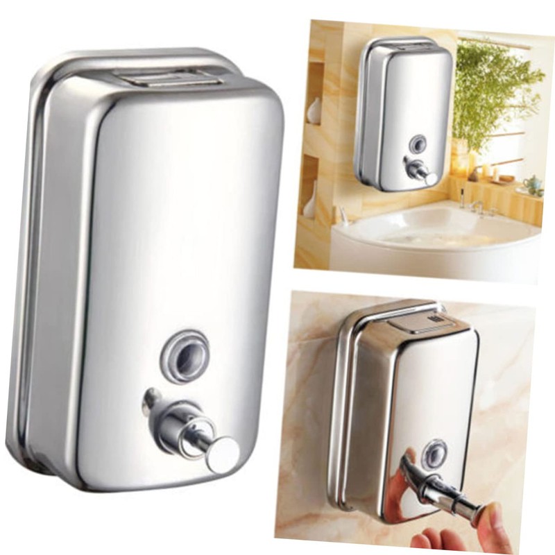WOONEKY Hand Press Liquid Soap Dispenser Refillable Wall-Mounted Stainless Steel
