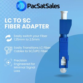PacSatSales - SC to LC Adapter - 5 Pack - LC to SC Adapter for Converting a 1.25mm Female Fiber Optic Cable to 2.5mm Male SCUPC Fiber Optical Power Meter, VFL, Fiber Test Meter or Bulkhead Port