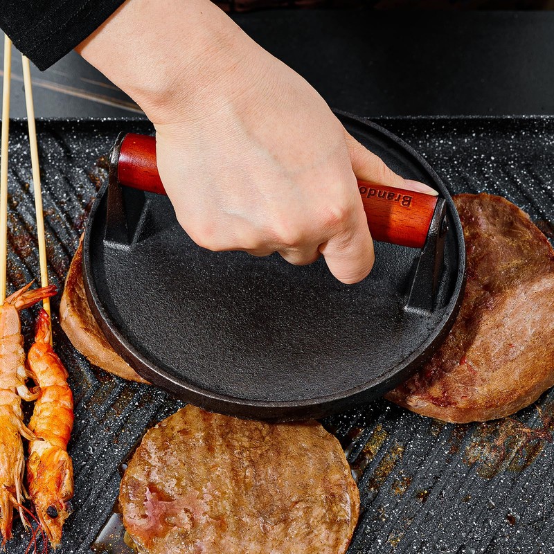 Brandon-super Heavy-Duty Cast Iron Smash Burger Press - Food Grade