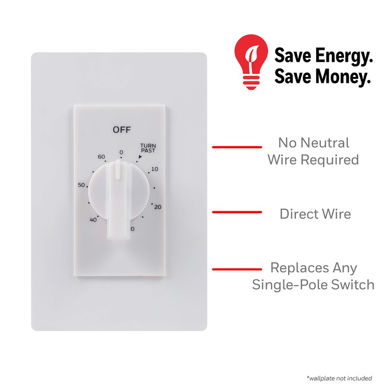 UltraPro 60-Minute In-Wall Spring Wound Countdown Timer Switch, Mechanical Timer
