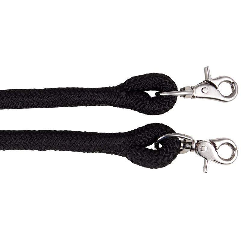 PFIFF 102937 Knot Halter with Reins, Snap Carabiner Swivels, Black,