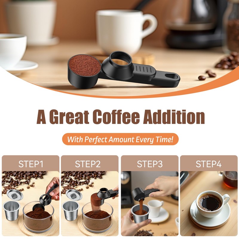 CAPMESSO Coffee Scoop & Funnel for Reusable K Cup Refillable