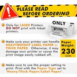 Koala Printable Vinyl Sticker Paper for LASER Printer - Glossy Waterproof Sticker Paper, White 8.5X11 Inch 20 Sheets