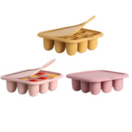 WAJIAYON Baby Food Freezer Tray Silicone Nibble Freezer Tray,Baby Fruit Food Feeder Teether,Breastmilk Popsicle Mold,Babies Breast Milk Teether Pop Maker Maker for Homemade Infant Meals-Pink