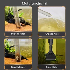 Carefree Fish Aquarium Gravel Cleaner 15~30In with 6Ft Water Hose Fish Tank Water Changer Sand Vacuum with Skimmer Net and Long Handle Sponge Brush Algae Scraper