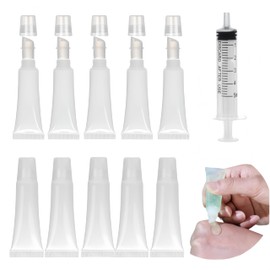Empty Lip Gloss Tubes, Wanfoou 10 Pcs 10ml Clear Soft Squeezable Lip Balm Containers Refillable Mini Cosmetic Tubes with Dispensing Filling Tool for DIY Lip Gloss Balm Makeup Travel Toiletries