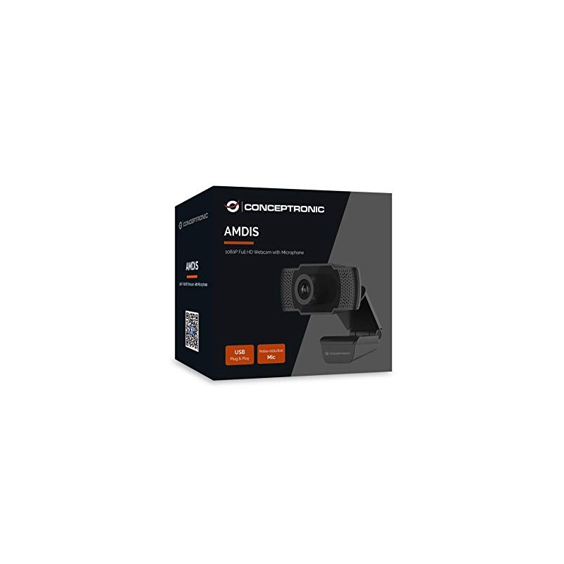 Conceptronic Webcam fhd amdis 1080p USB, Gris