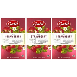Galil Strawberry Tea Pack of 3 – Caffeine-Free Herbal Tea, Certified Kosher Tea – Non-GMO Fruit Teabags 20 Count, 60 Tea Sachets Total (Pack of 3)