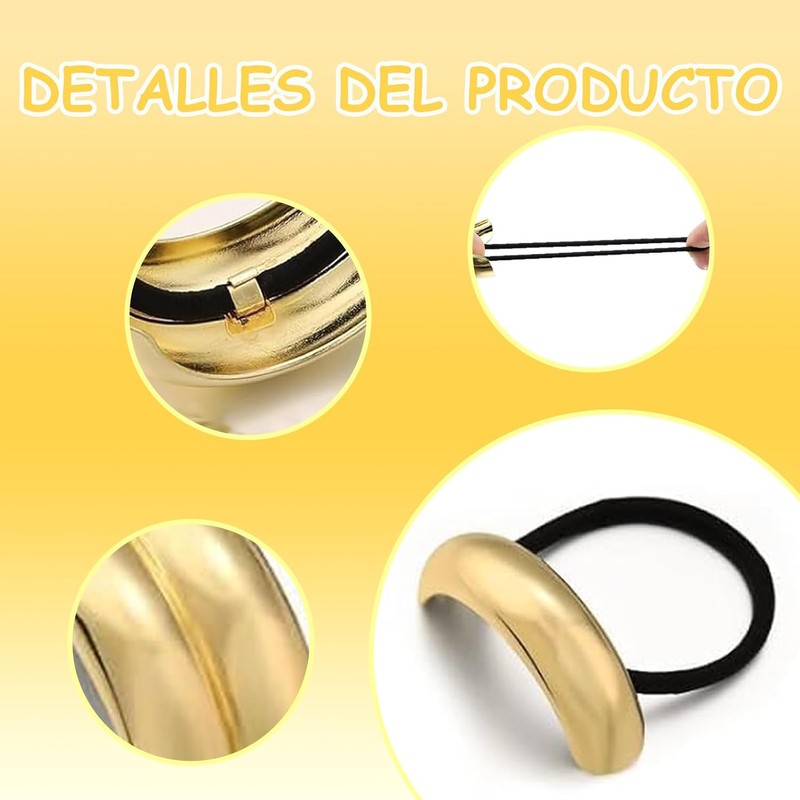 6 Pcs Doradas Hair Ties Accesorios Mujer, Retro Elástico Ligas