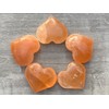 GAF TREASURES Orange Selenite Gemstone Hearts, Polished Orange Selenite Puffy