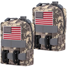 bvya Tactical Molle Pouch Multi-Purpose Compact Waist Pack Water-Resistant Small Utility EDC Pouch with Flag Patch for Molle Backpack