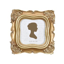 Sunlit Vintage Picture Frame 4x4 Inch, Luxury Antique Square Photo Frames with Glass Front, Photo Display, Tabletop Wall Hanging, Gift Ideas, Gold