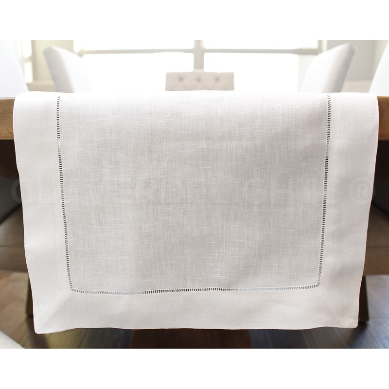 CleverDelights White Hemstitch Table Runner - 16" x 72" -