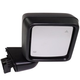 For Jeep Wrangler 2018 19 20 21 22 2023 Door Mirror Passenger Side | Power Glass | Heated | Textured Black | With Blind Spot Detection | Replacement For CH1321451 | 68281892AE