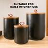 Black Ceramic Canister Set, 3pcs Ceramic Kitchen Canisters for Countertop