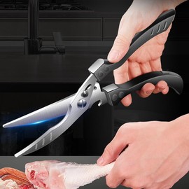Frafuo Heavy Duty Kitchen Chicken Shears With Anti-Slip Handle & Safety Lock Rust Proof Bone Cutting Scissors for Cutting Chicken & Chopping Vegetables