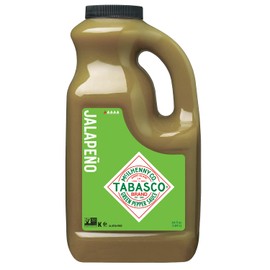 TABASCO Brand Green Jalapeno Pepper Sauce, Mild Hot Sauce, Bulk Plastic Jug, Balanced Jalapeno Sauce, Perfect for Large Recipes, Great on Mexican Dishes & More, 64 Fl Oz (Pack of 1)