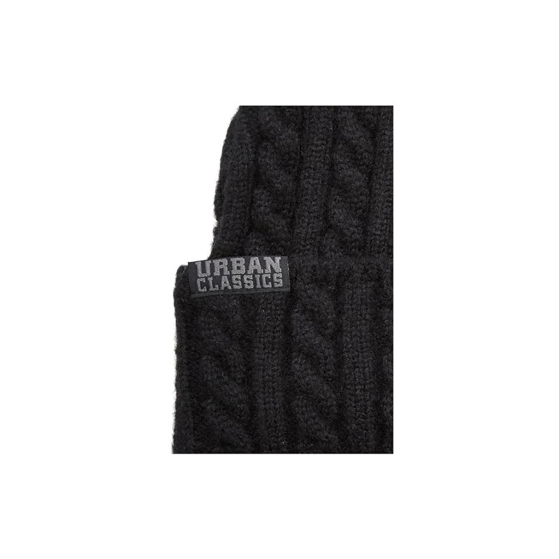 Urban Classics Cable Knit Beanie Hat, Black, One Size