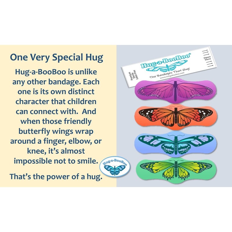 Butterfly Hugs - Premium Adhesive Butterfly Bandages from Hug-a-BooBoo, The