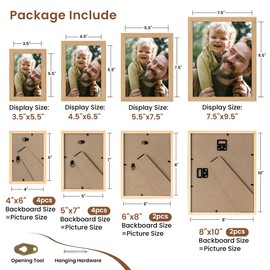 Heimlove Oak Wood Grain Collage Picture Frames Set of 12,Two 8x10,Two 6x8,Four 5x7,Four 4x6 Photo Frames,Gallery Wall Frame Set for Wall Mount or Tabletop Display