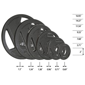 Fitvids Olympic 2-Inch Cast Iron Plate Weight Plate for Strength Training and Weightlifting, 45-Pound, Pair