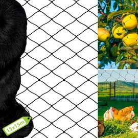 Jiahm Bird Protection Net, 15 m x 15 m, 5 x 5 cm Mesh Size, Narrow Mesh, Weather and UV-Resistant Bird Nets, Protective Net, Chicken Net, Pond Net, Garden Net, Poultry Net, Balcony Net