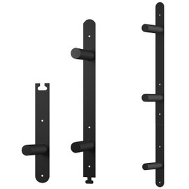 Fitvids 2-in-1 Weight Plate Storage Rack Wall Mount Vertical 3-Anchor V-Shaped 2-Anchor Options for 2-Inch Olympic Bumper Plates Holds Up to 800LBS 3 Pegs Only Black
