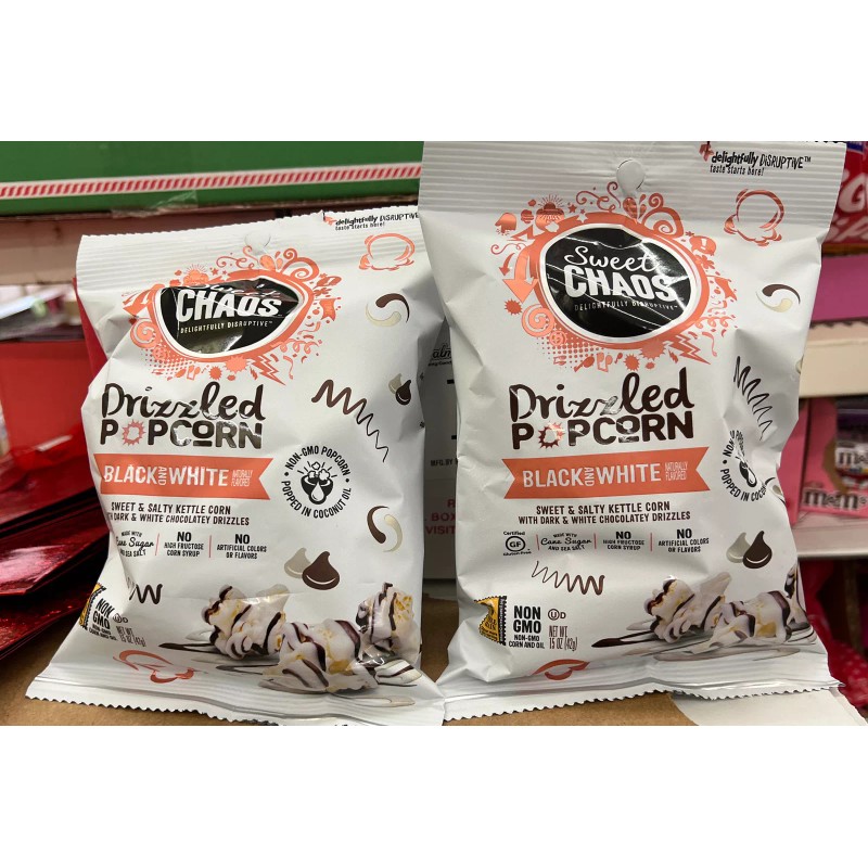 Sweet Chaos Black and White Drizzled Popcorn * Set of