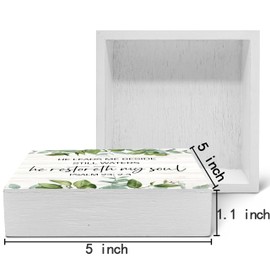 SRADMO Psalm 23 Wood Box Sign Desk Decor, Bible Verse Wooden Box Sign Decoration, Christian Desk Decor, Bible Sign Decor, Christian Signs For Home Decor, Faith Based Gifts Shelf Decor