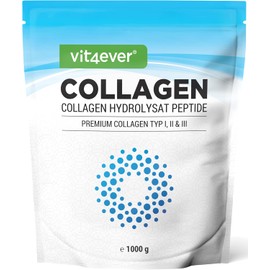 Collagen Powder 1000 g - 100% Bioactive Collagen Hydrolysate Peptides - Collagen Type 1, 2 & 3 - Neutral in Taste - No Additives
