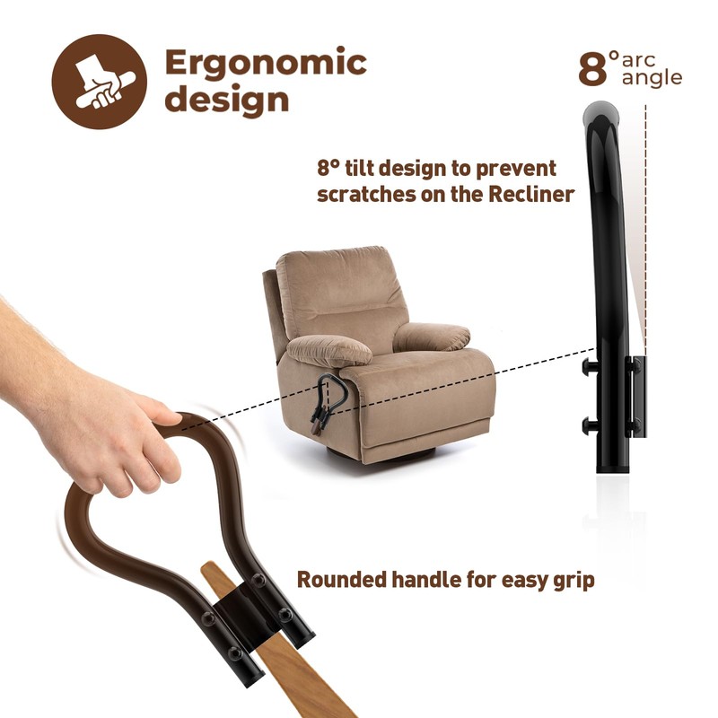 YUEYIN Modern Black Metal Recliner Handle Extender, Oversized Lever Extender
