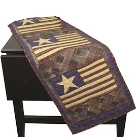 Old Glory Patriotic Table Runner Quilt 72 Inches Long by 17 Inches Wide 100% Cotton Handmade Hand Quilted Heirloom Quality