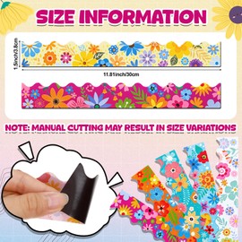 32 Pcs Magnetic Borders for Classroom 31.47ft Whiteboard Magnetic Border Strips Bulletin Board Decoration Scalloped Trim Border for Back to School Poster Board，Each 11.8 Inch(Flower)