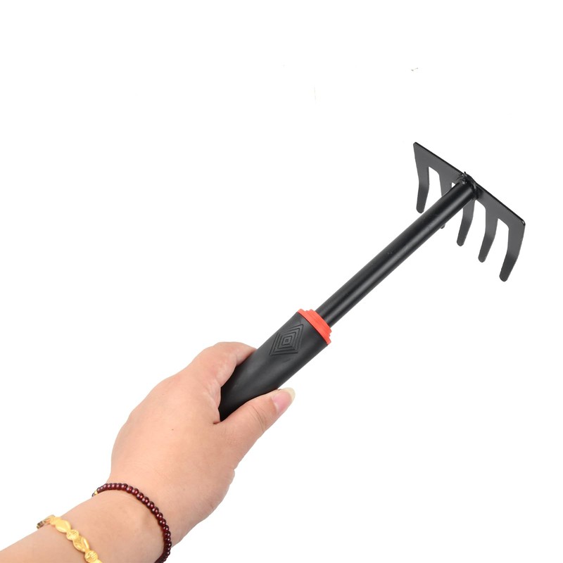 Steel Garden Rake with 5 Prongs - Small Rake for