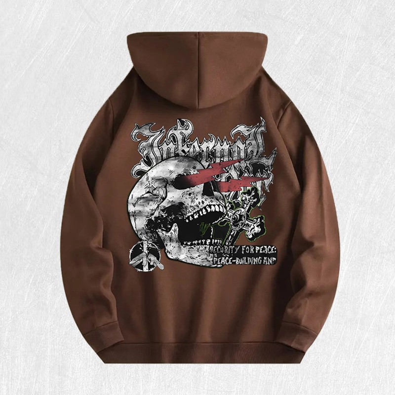 Skull Peace Graphic Hoodie 100% Cotton US Warehouse 6 ColorsColor: