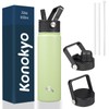 Konokyo - Botella de agua aislada con pajita, 22 onzas,