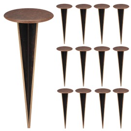 Zealor 12 Pack Permanent Property Line Markers, 7x3 Inch Boundary Markers for Property Land Survey Stakes Heavy Duty Brass Survey Pin for Home Depot Septic Tank Yard Paver Ground Landscape Surveying